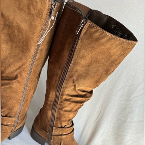 🆕 Cliff’s by White Mountain Women’s 7.5 Tall Low Heel Suedette Zip Side Boots - Picture 5 of 12